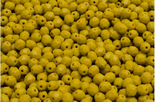 OUTLET 10 grams Faceted Round Fire Polished Beads, 4 x 4 mm, Yellow Beige Matte (13740-84100), Glass, Czech Republic