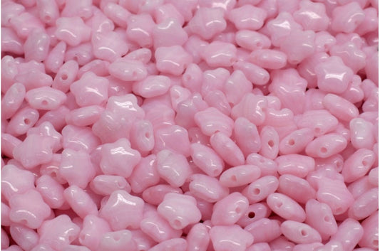 OUTLET 10 grams Flat Star Beads, Opal Pink (71400), Glass, Czech Republic