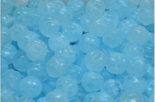 OUTLET 10 grams Melon Beads, 8 x 8 mm, Crystal Blue Mix (66018), Glass, Czech Republic