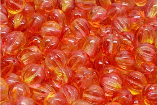 Melonenperlen, Crystal Red Orange (00030-48001), Glas, Tschechische Republik