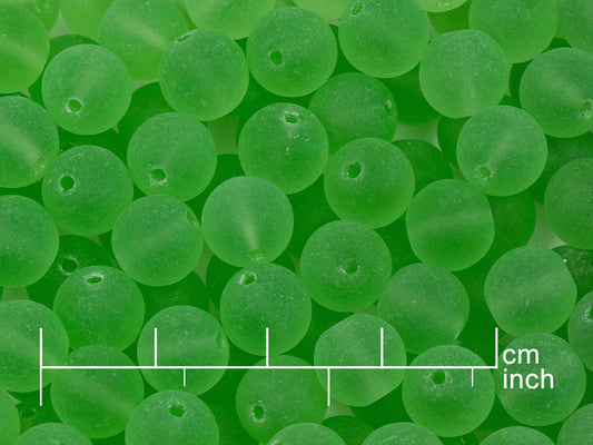 OUTLET 250g Round Druck Beads, 8 mm, Transparent Green Matte (111-19001-08x08-50500-84110)