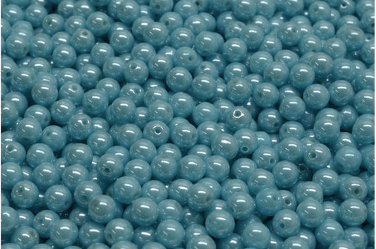 Round Druck Beads, Turquoise Blue Hematite (63030-14400), Glass, Czech Republic