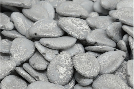 奥特莱斯 10克银莲花花瓣珠，白色蚀刻银衬（02010-etch-54301），玻璃，捷克共和国