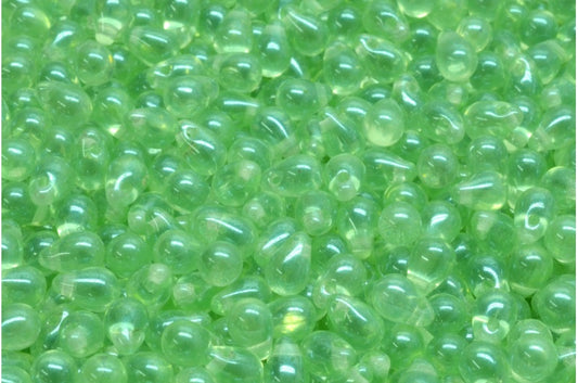 ドロップビーズ、透明グリーンヘマタイト（50500-14400）、ガラス、チェコ共和国