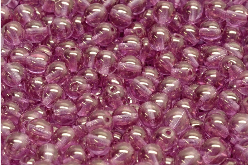 Round Druck Beads, Crystal Luster Lila (00030-14494), Glass, Czech Republic