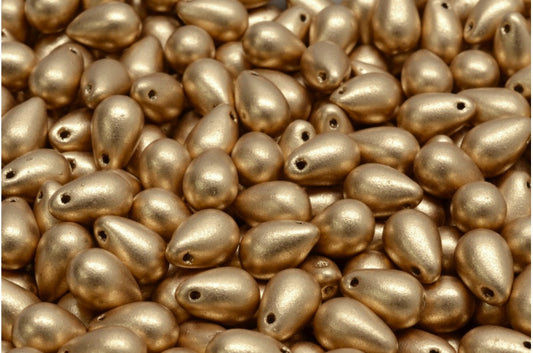 OUTLET 10 grams Drop Beads, 6 x 9 mm, Crystal Aztec Pale Gold (00030-01710), Glass, Czech Republic