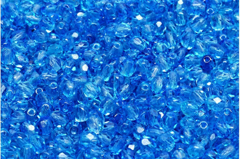 多面圆形火抛光珠，水晶 48012 (00030-48012)，玻璃，捷克共和国