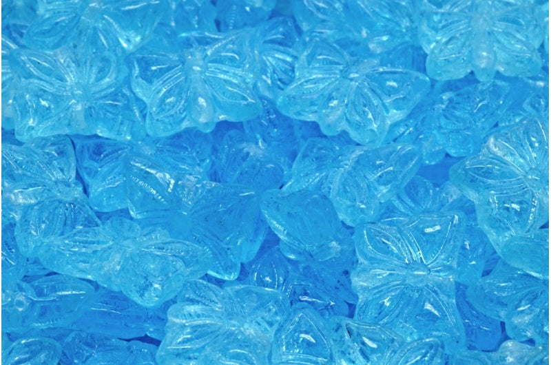 Butterfly Beads, Transparent Aqua (60020), Glass, Czech Republic