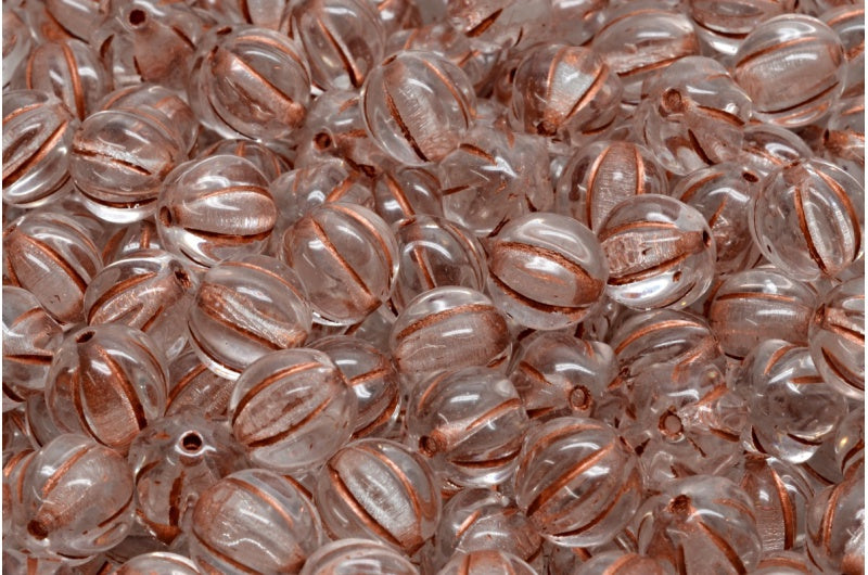 OUTLET 10 Gramm Melonenperlen, mit Kristallkupfer ausgekleidet (00030-54319), Glas, Tschechische Republik