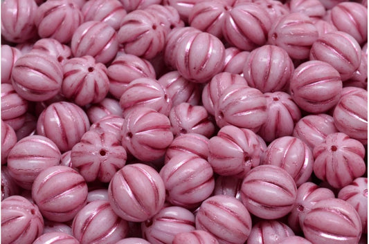 メロンビーズ、ピンクピンクライン（07724-54321）、ガラス、チェコ共和国