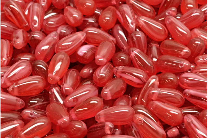 Drop Beads, Mixed White Red (06708), Glass, Czech Republic