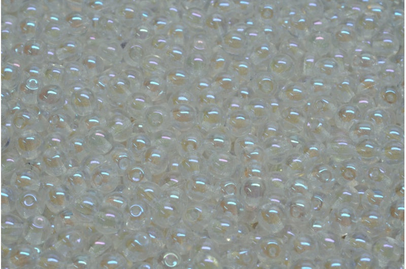 Round Druck Beads, Crystal Rainbow Iris (00030-21405), Glass, Czech Republic