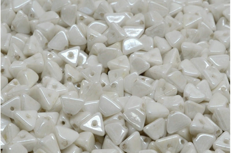Halbe Pinch-Perlen, weißer Hämatit (02010-14400), Glas, Tschechische Republik