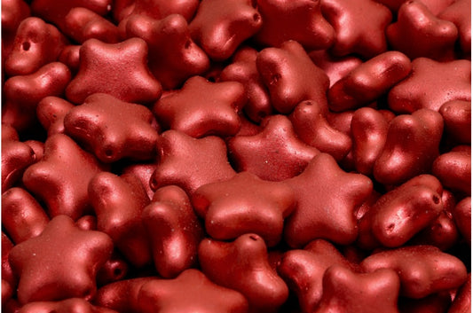 Flat Star Beads, White Lava Red (02010-01890), Glass, Czech Republic