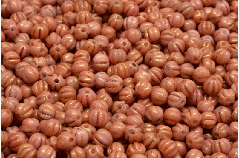 メロンビーズ、ホワイトラスタールビー（02010-14497）、ガラス、チェコ共和国