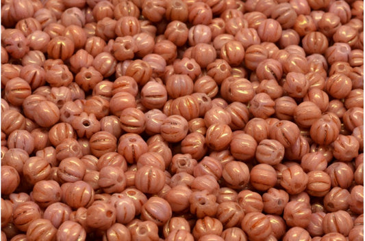 メロンビーズ、ホワイトラスタールビー（02010-14497）、ガラス、チェコ共和国