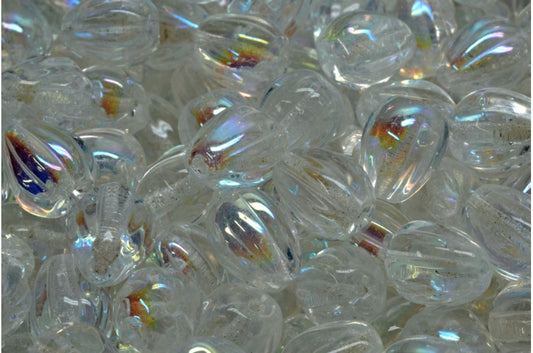 Drop Melon Beads, Crystal Ab (00030-28701), Glass, Czech Republic
