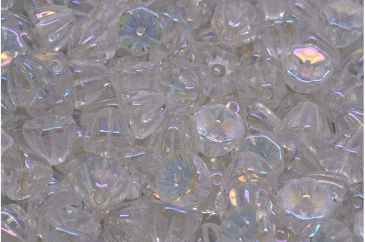 OUTLET 10 grams Flower Cupola Beads, 7 x 9 mm, Crystal Rainbow Iris (00030-21405), Glass, Czech Republic