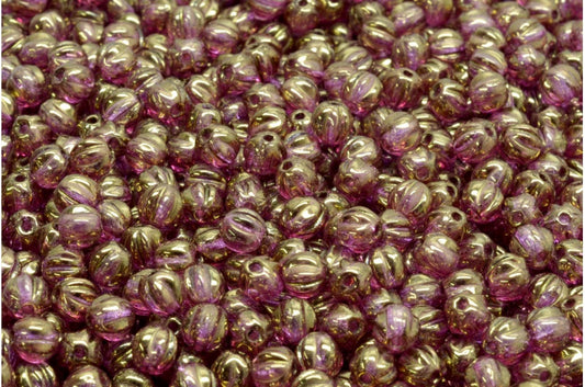 OUTLET 10 grams Melon Beads, 4 x 4 mm, Crystal Luster Violet Full Coated (00030-14496), Glass, Czech Republic