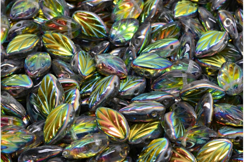 Beech Leaf Beads, Crystal 28137 (00030-28137), Glass, Czech Republic