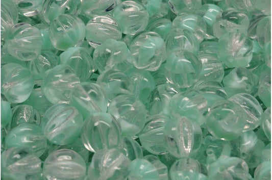 OUTLET 10  grams Melon Beads, 8 x 8 mm, Teal (56218), Glass, Czech Republic
