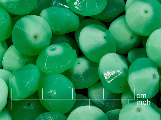 OUTLET 10 克 Rivoli 珠子，14 x 14 毫米，蛋白石绿 (52010)，玻璃，捷克共和国