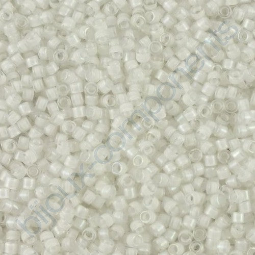 Miyuki DELICA Seed Beads Rocailles, Inside Dyed White AB (# DB0066), Glass, Japan