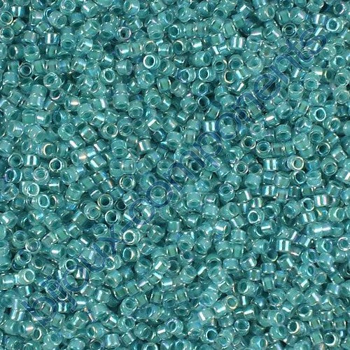 Miyuki DELICA Seed Beads Rocailles, Inside Dyed Turquoise Green AB (# DB0079), Glass, Japan