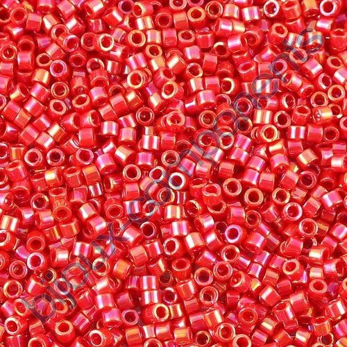 Miyuki DELICA Seed Beads Rocailles, Opaque Red AB (# DB0162), Glass, Japan