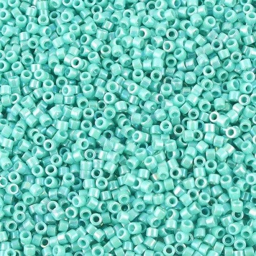 Miyuki DELICA Seed Beads Rocailles, Opaque Turquoise AB (# DB0166), Glass, Japan