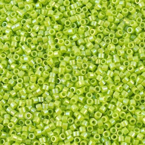 Miyuki DELICA Seed Beads Rocailles, Opaque Lime AB (# DB0169), Glass, Japan