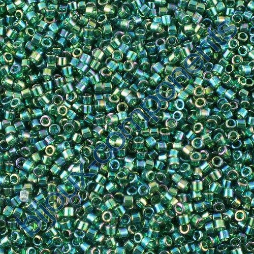 Miyuki DELICA Seed Beads Rocailles, Transp.Dark Green AB (# DB0175), Glass, Japan