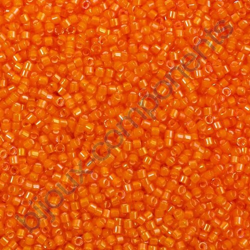 Miyuki DELICA Seed Beads Rocailles, Orange Inside Dyed White AB (# DB1777), Glass, Japan