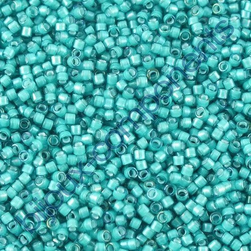 Miyuki DELICA Seed Beads Rocailles, Teal Inside Dyed White (# DB1782), Glass, Japan