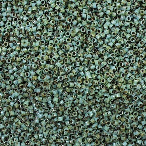 Miyuki Delica Glass Seed Beads, Blue Turquoise Picasso (#2264), Glass, Japan