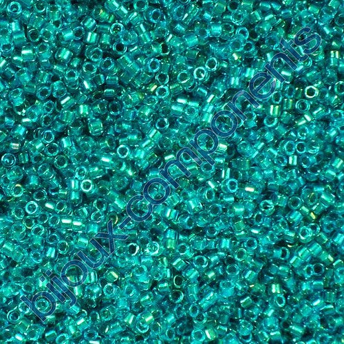 Miyuki DELICA Rocailles, Fancy Lined Teal Green (# DB2380), Glas, Japan 