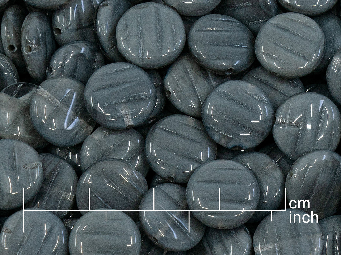 アウトレット 10グラム ライン入りコインビーズ、46027 (46027)、ガラス、チェコ共和国