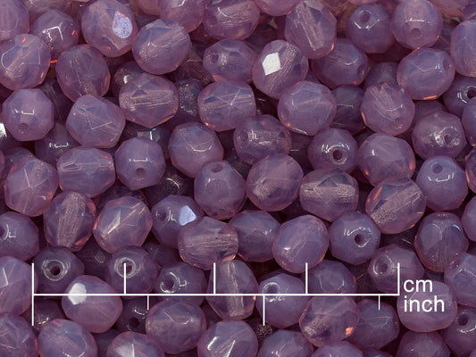 OUTLET 10 grams Faceted Round Fire Polished Beads, Opal Pink (71010), Glass, Czech Republic