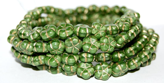 OUTLET 10 grams 5-Petal Flower Pressed Beads, 56027 Gold Lined (56027-54202), Glass, Czech Republic