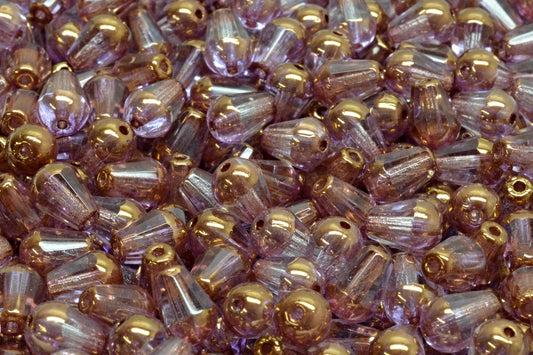 Faceted Fire Polished Teardrop Beads, Crystal Bronze (00030-14415), Glass, Czech Republic