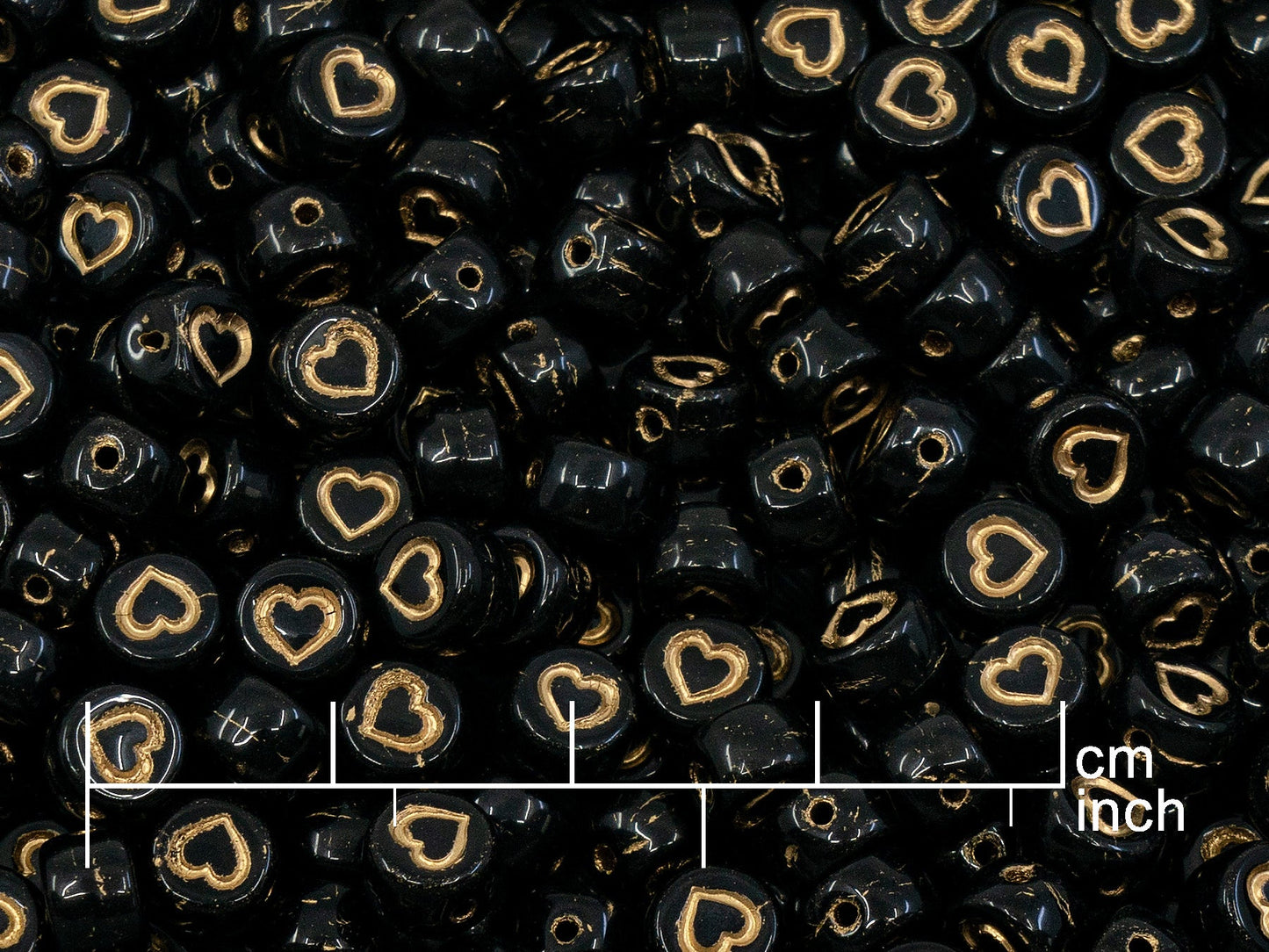 OUTLET 10 grams Letter Beads, 6 x 8 mm, Black Silver Lined Heart (23980-54201-heart), Glass, Czech Republic