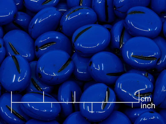 OUTLET 10克压制珠，13 x 11毫米，深蓝色 40749 (33060-40749)，玻璃，捷克共和国