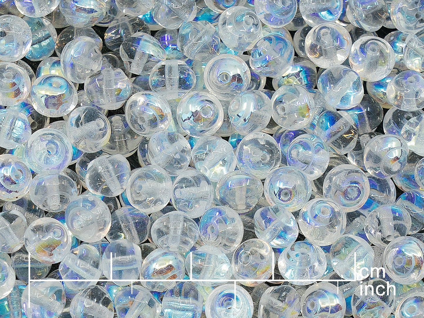 アウトレット 250g プレスチェコガラスビーズ、6mm、クリスタルAb (111-00242-06x06-00030-28701)