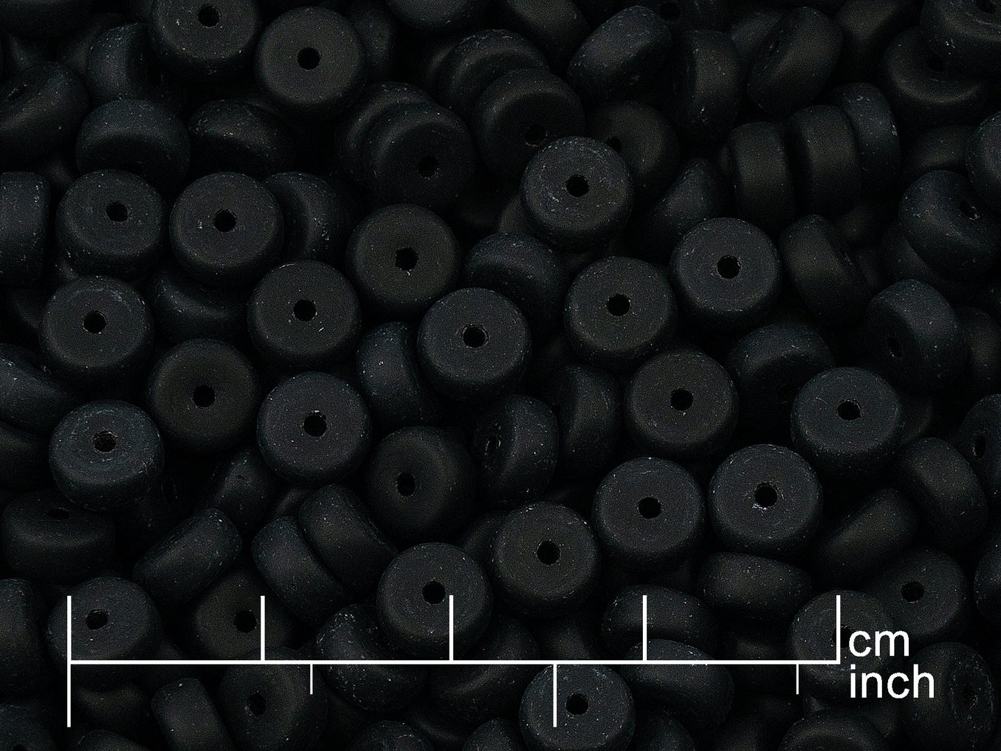 OUTLET 10 grams Flat Round Wheel Pressed Glass Beads, Black Matte (23980-84110), Glass, Czech Republic