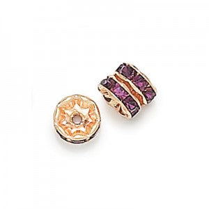 6 pcs Metal Gold Rondelle with Crystals, 8 mm