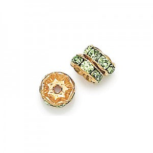 6 pcs Metal Gold Rondelle with Crystals, 8 mm