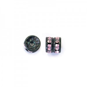 6 pcs Metal Black Rondelle with Crystals, 5 mm