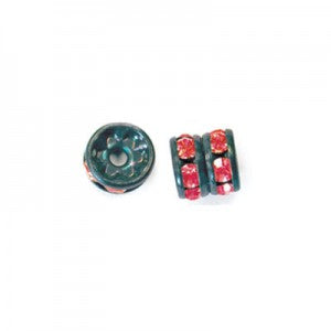 6 pcs Metal Black Rondelle with Crystals, 5 mm