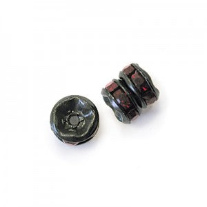 6 pcs Metal Black Rondelle with Crystals, 5 mm