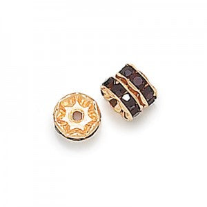 6 pcs Metal Gold Rondelle with Crystals, 8 mm